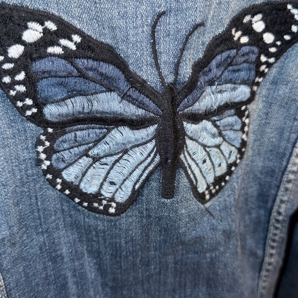 | grunge fairy core embroidered denim jacket | - Picture 9 of 9